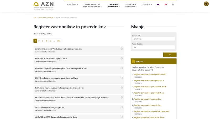 Janez Polc - Register zastopnikov zavarovanj
